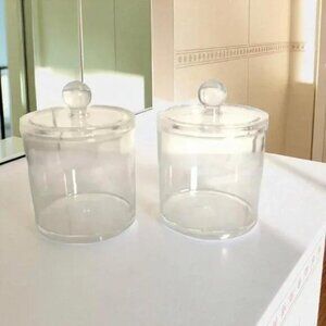 2 Acrylic Round Jar Canisters with Lids